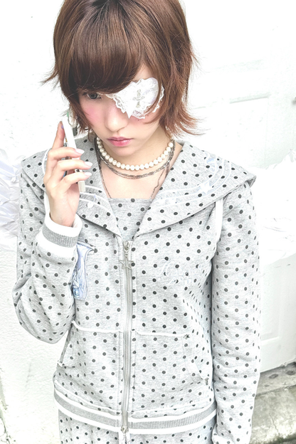 Polka Dot Embroidery Sailor Jacket