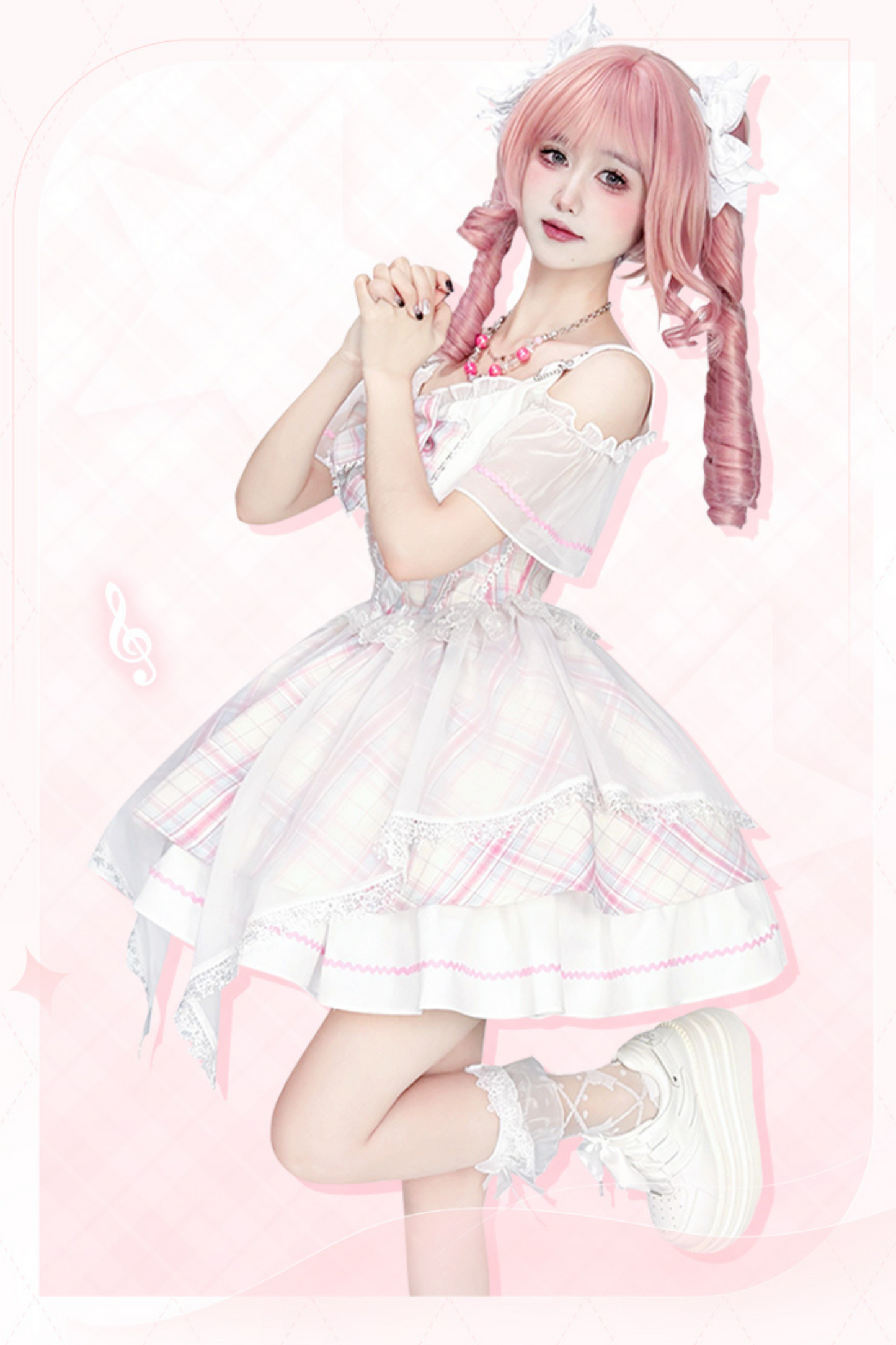 スイートピンキーアイドルレースドレス