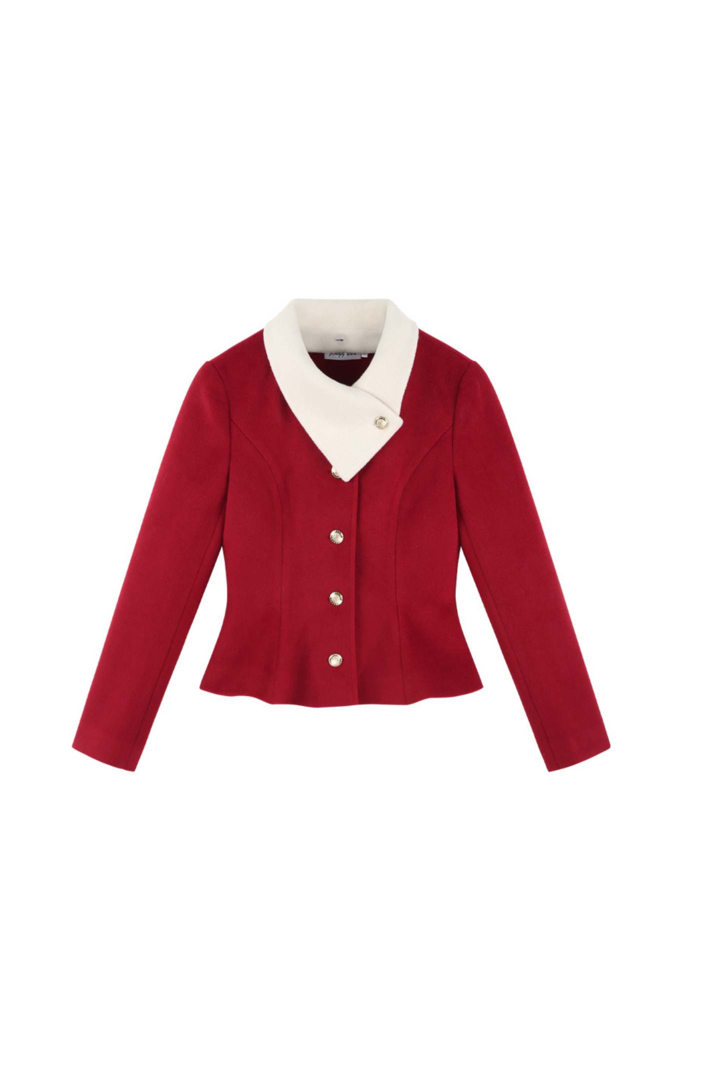 レッドウールンウエストシンチングコート+ロングドレス