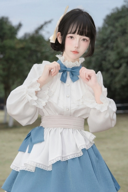 Retro Elegant Shirt + Half Skirt