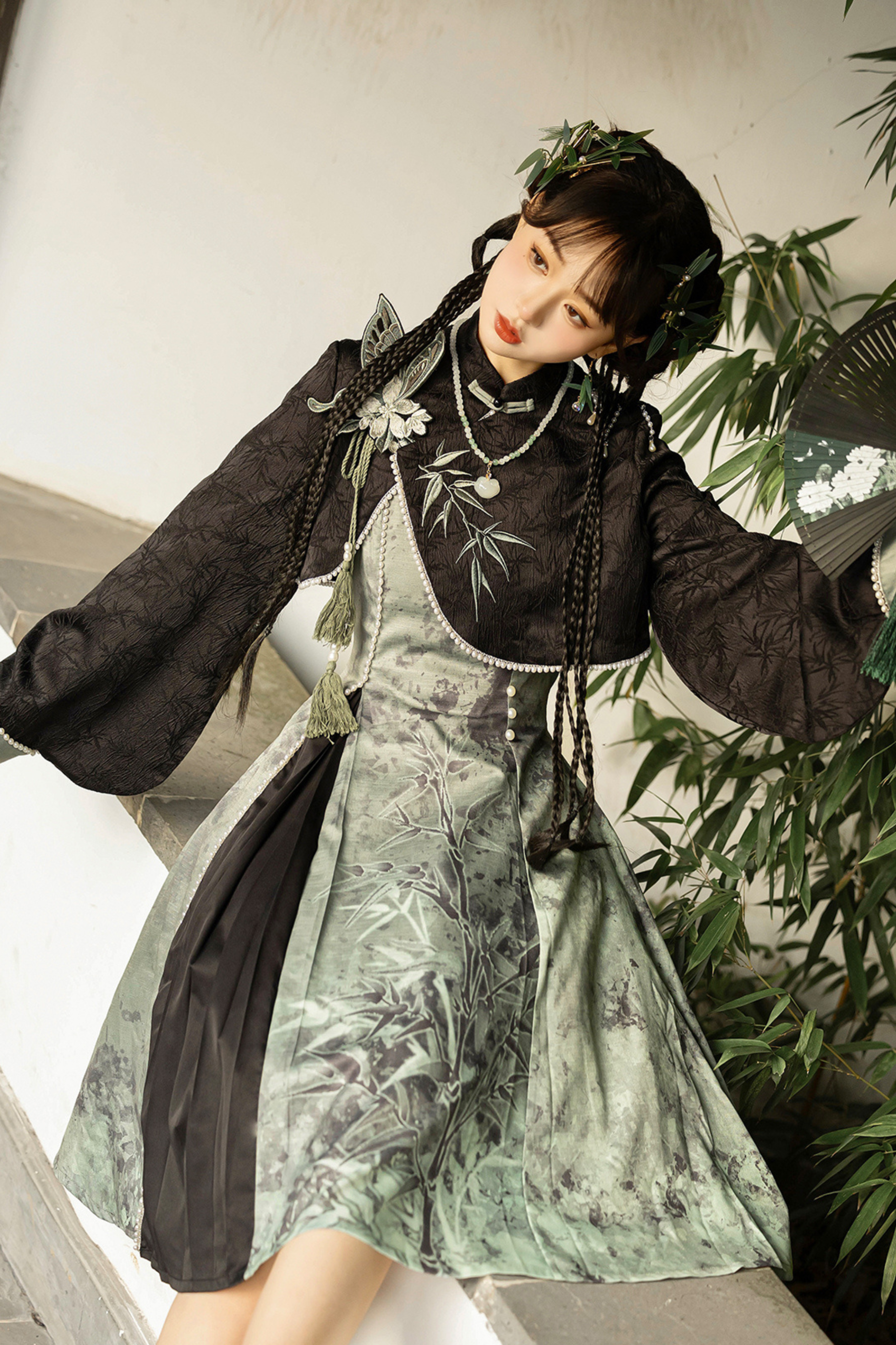 Neverland Smoked Chinese-Style Lolita Suspender Dress + Short Chinese- – Belchic
