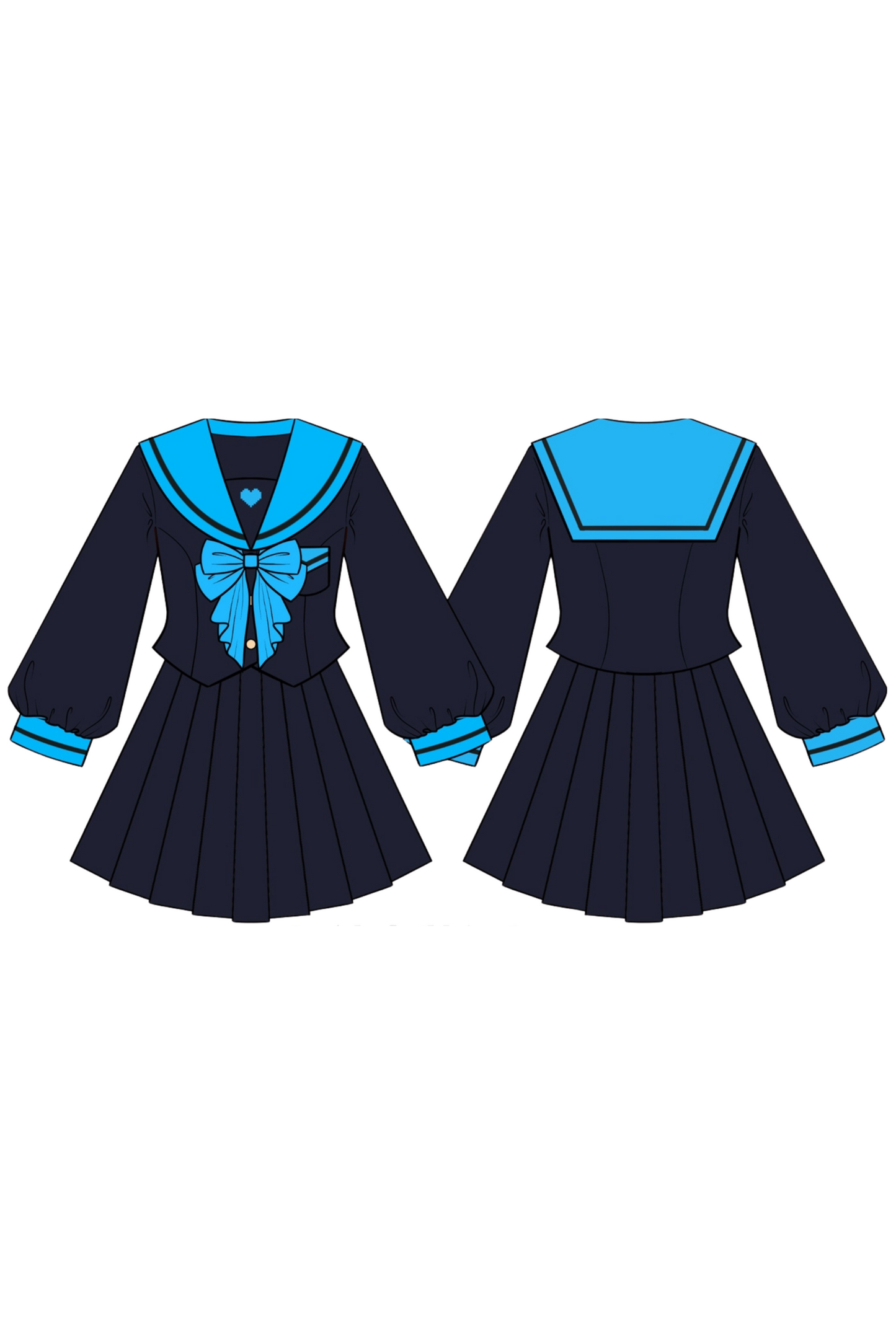 アニメーションヒロインセーラートップス＋プリーツスカート＋レッグカバー