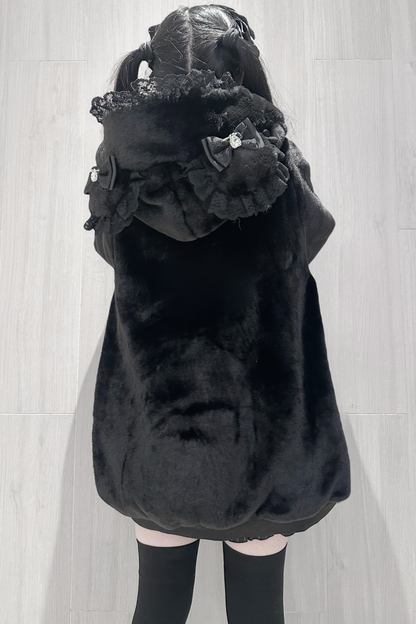 Snow Mouse Lace Fur Coat