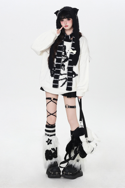 Cat Guy Cotton Loose Knit + Scarf