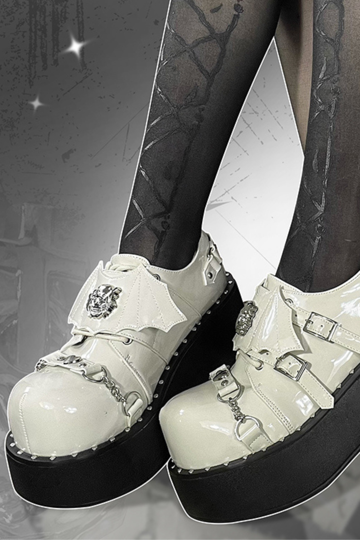 パンクプラットフォームダークシューズ