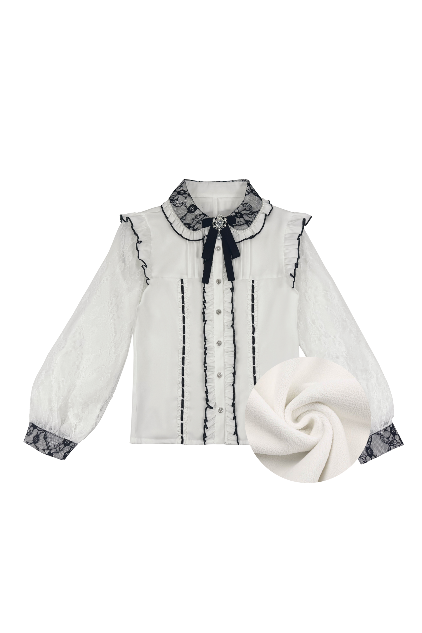 Lace Ruffle Fleece Shirt