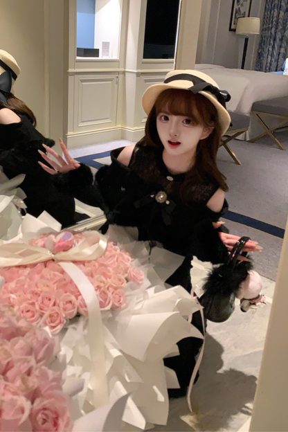 スリムダークニットドレス