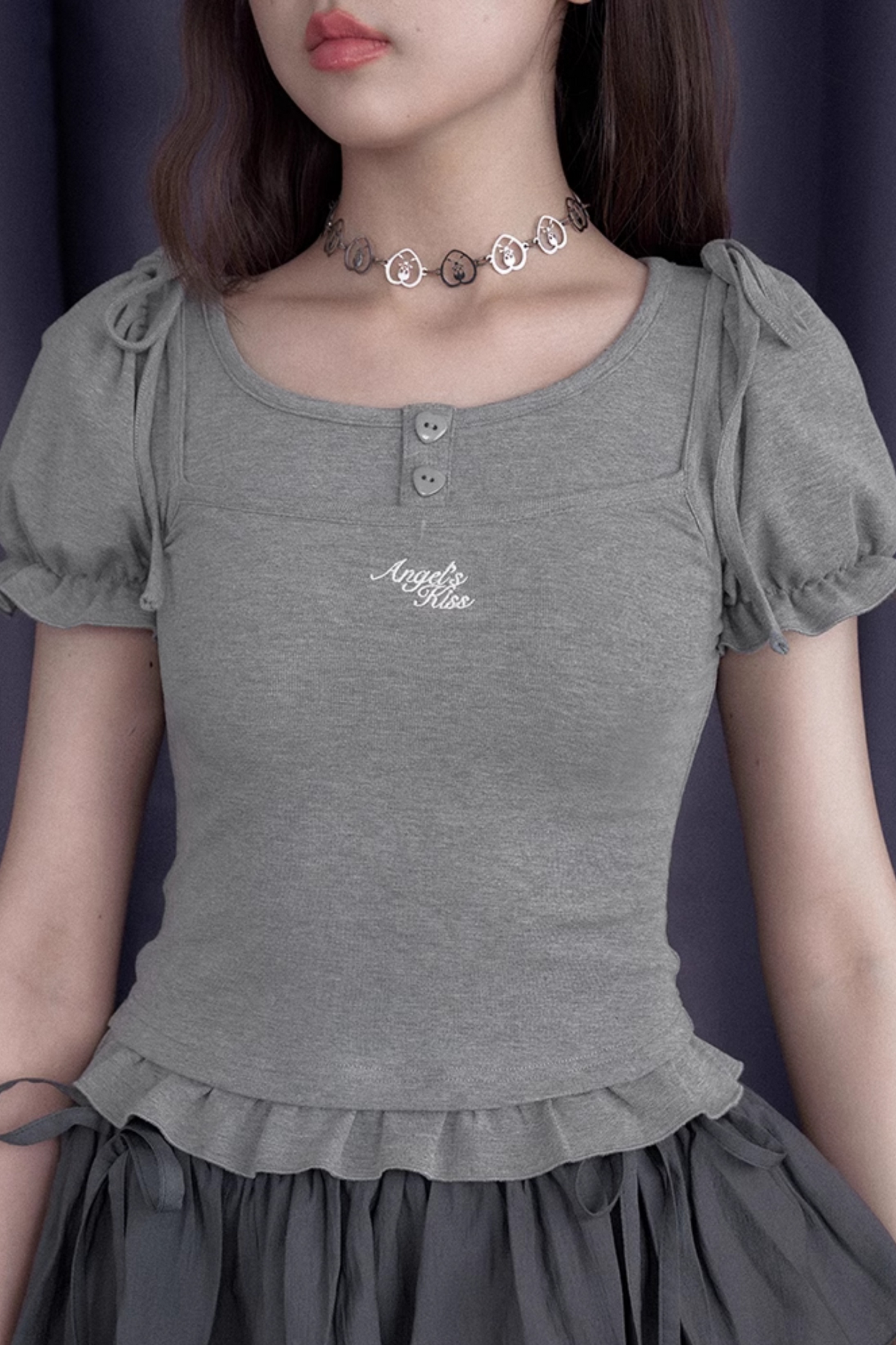 ピュアバブルリボンスリーブトップス