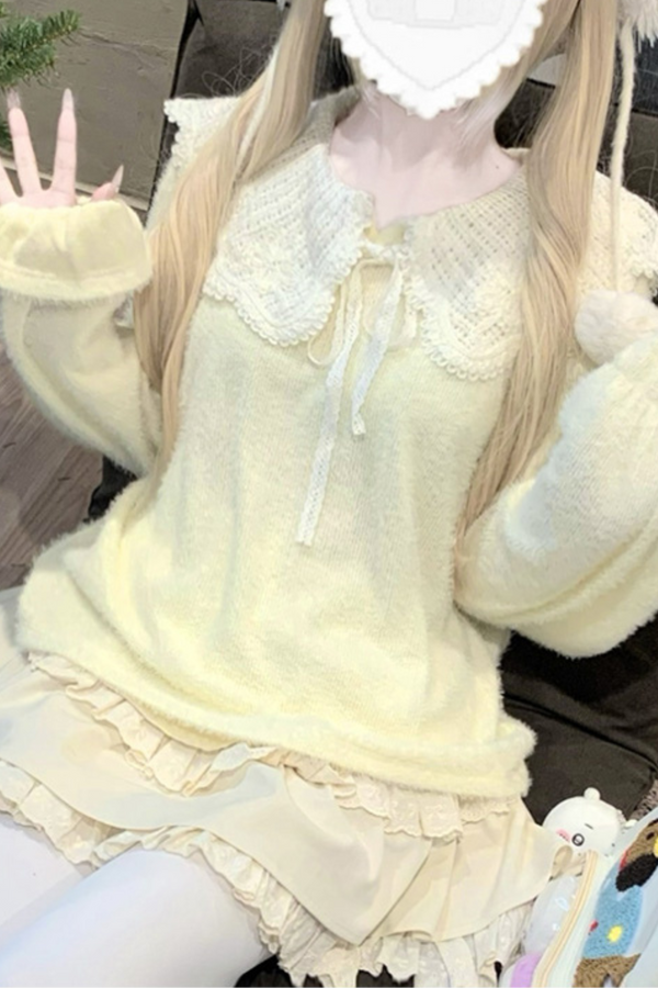 Little feather doll top + tiered skirt + cardigan