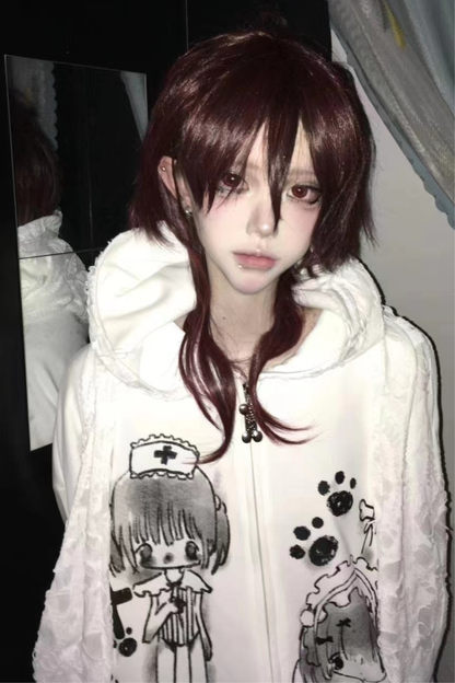 レースフードメディカルガールイラストパーカー