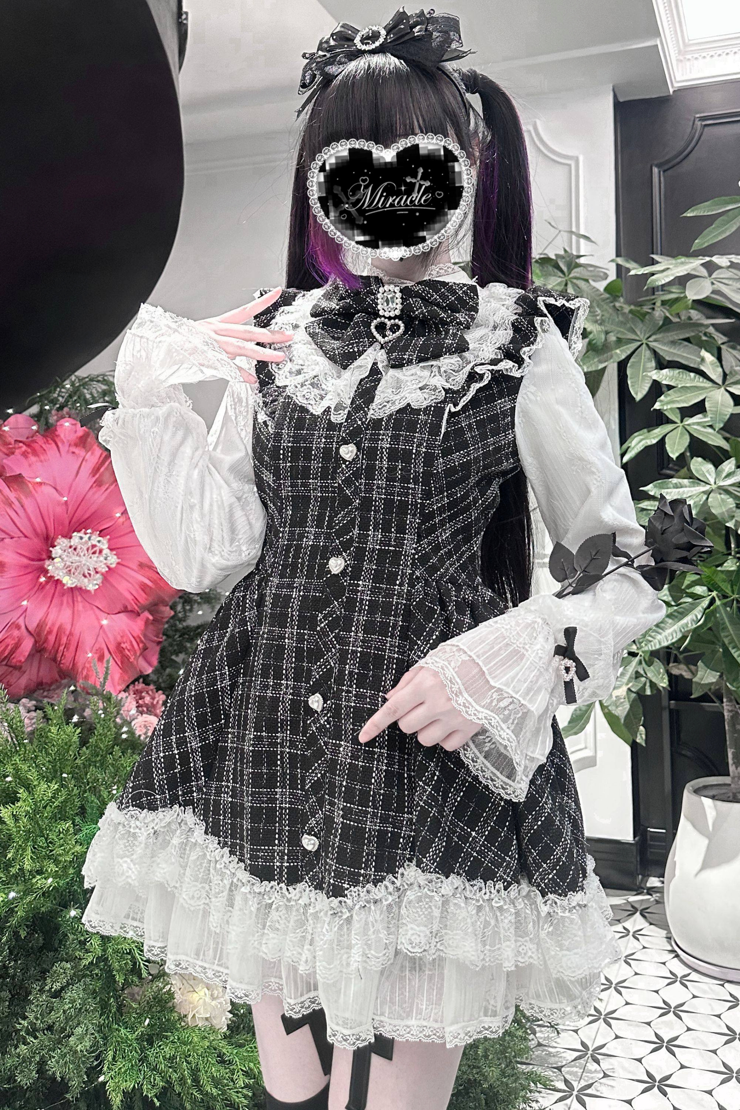 Lace Check Dress + Pants