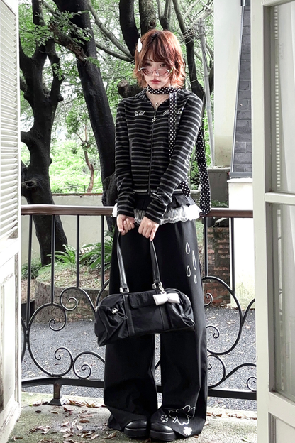 Rhinestone Striped Hoodie + Wide Pants