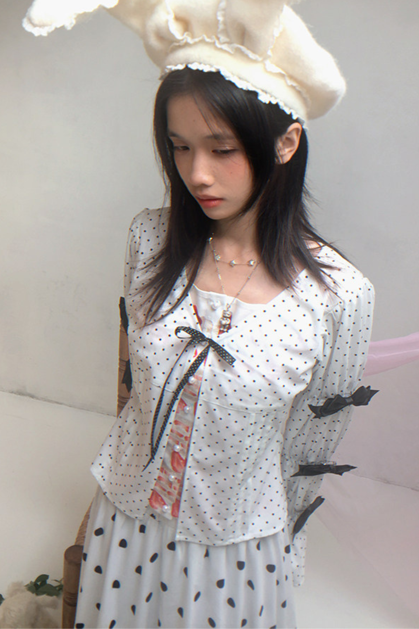 Polka Dot Plaid Blouse