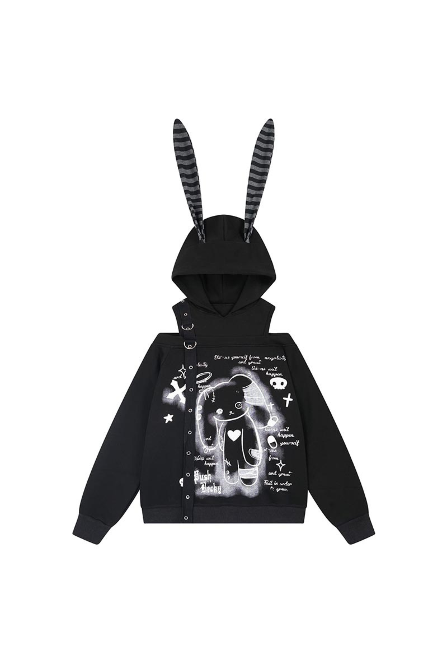 Off-the-shoulder bunny ear jacket