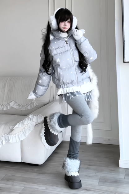 Y2K Fur Hooded Down Jacket