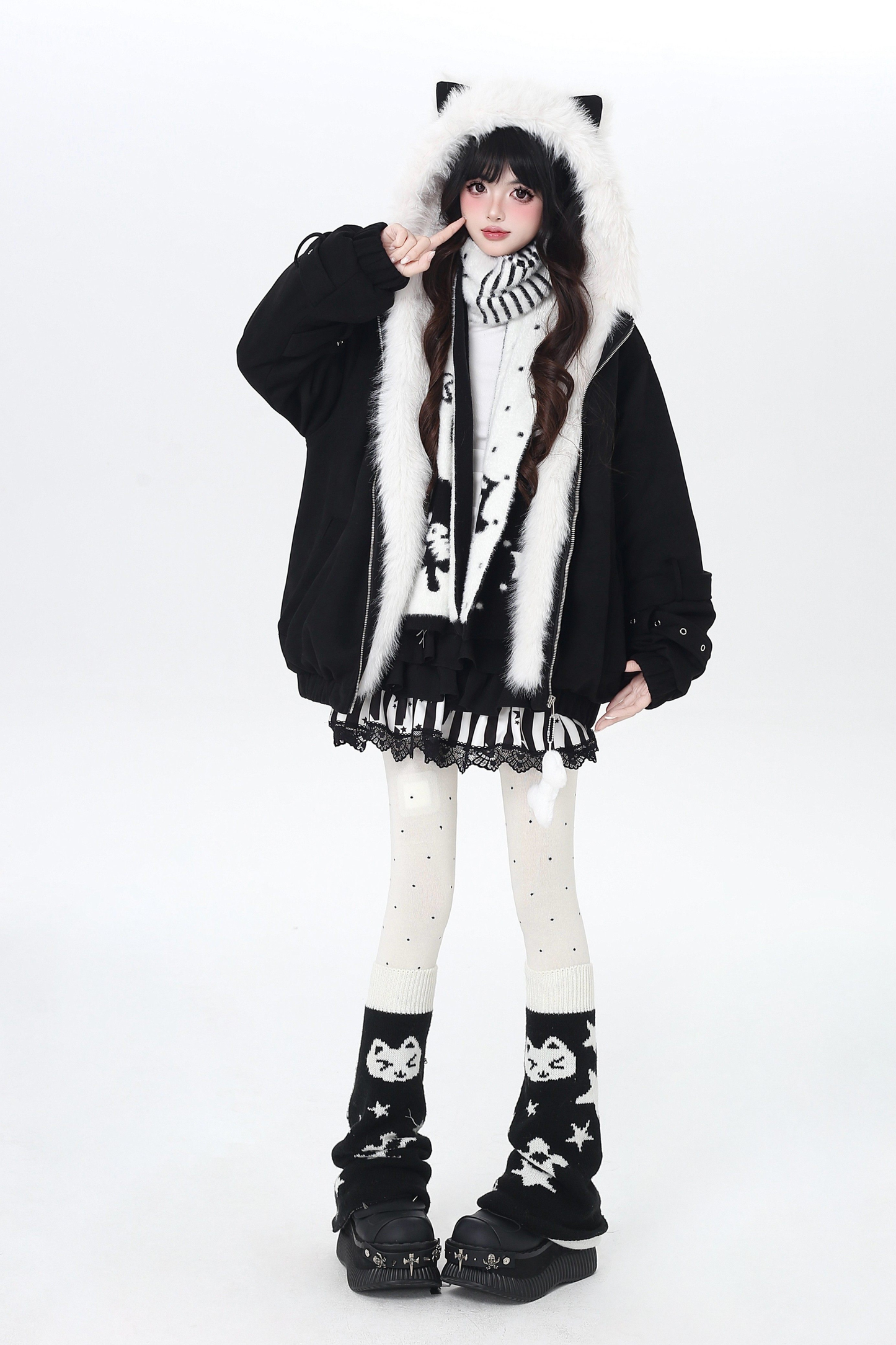 Cat Ear Hood Fur Jacket