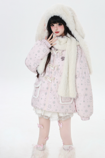 スノーフレークラビットフードジャケット