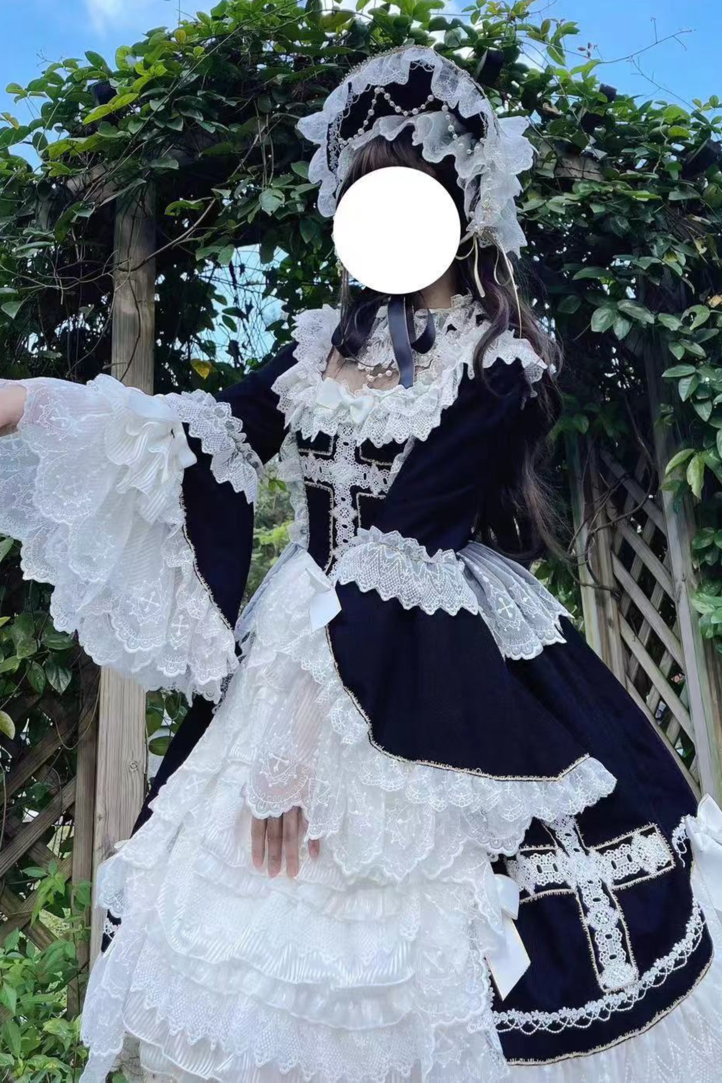 ゴシックドールレースドレス+ボンネット