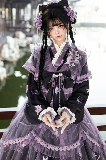 ダークチャイナクロスカラードレス+オーバードレス+スカート