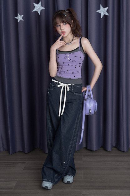 ツートンカラースプライスタンクトップス