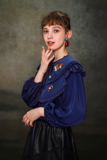 フレンチレトロショールデザインブラウス