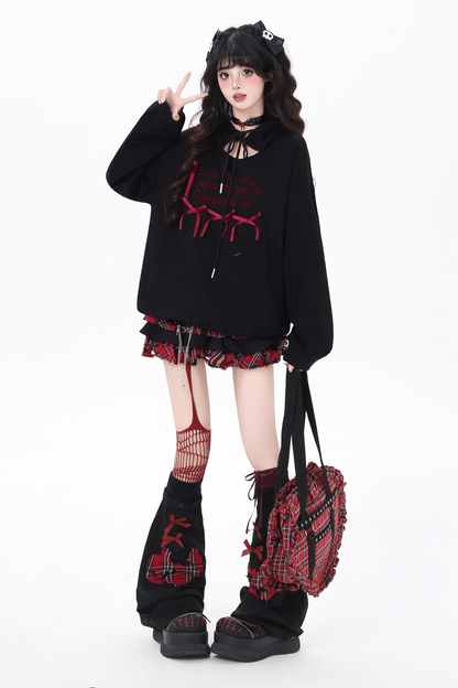 カットアウトリボンフードパーカー