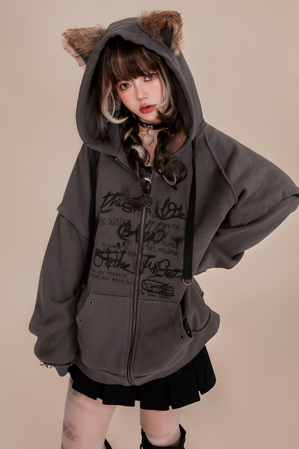 Wolf Ear Hood Loose Hoodie