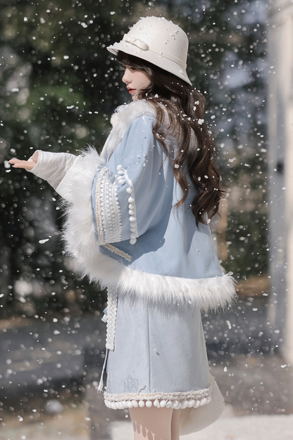 チャイナスノーロリータジャケット+トップス+スカート+スカーフ