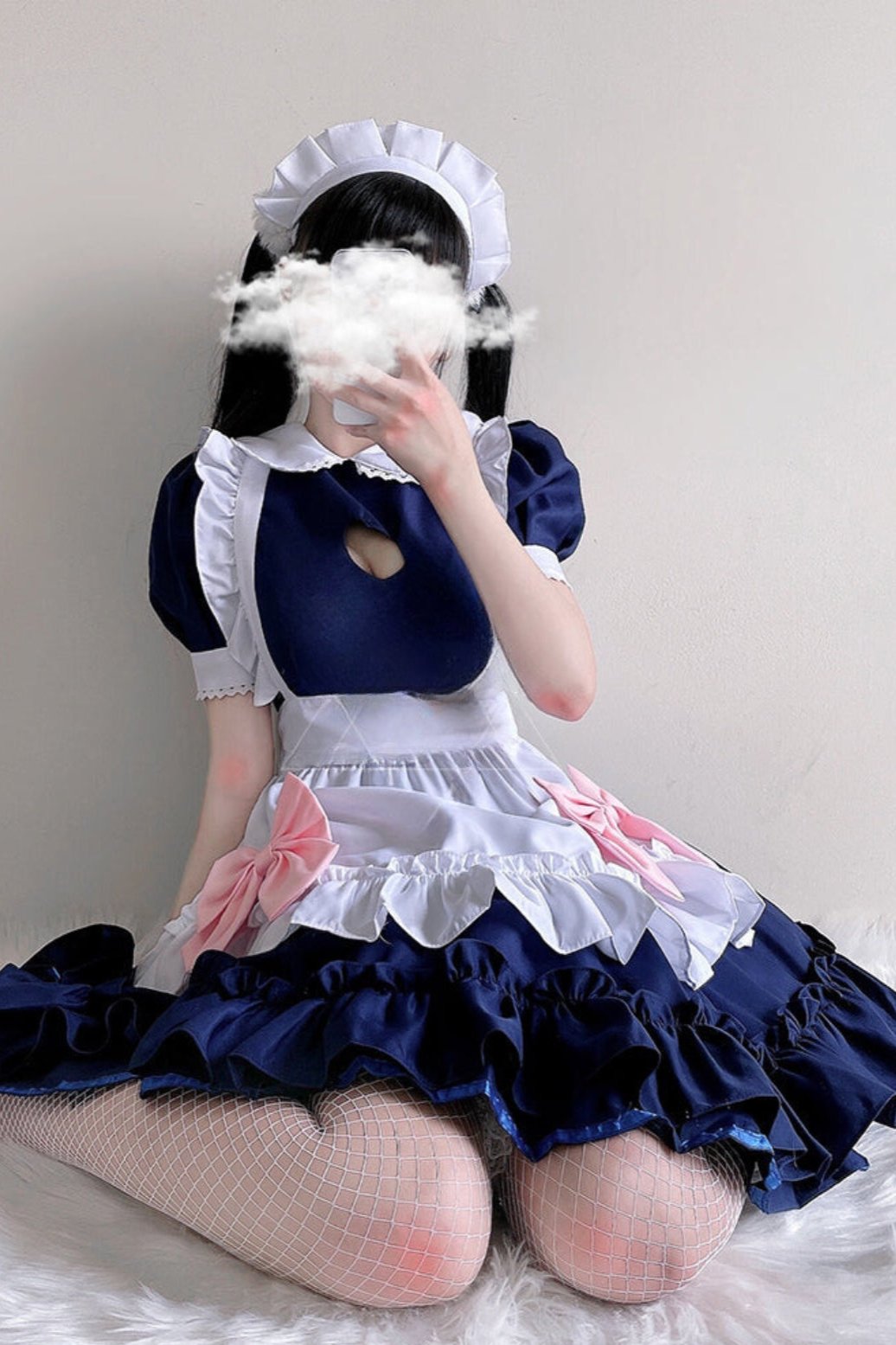 Pink Blue Lolita Maid Cosplay Dress Set