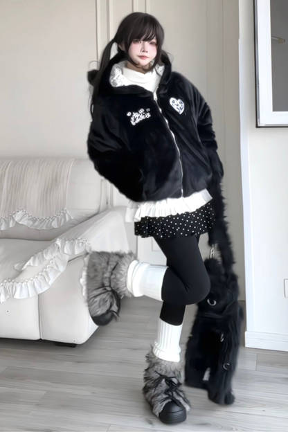 Animal Fur Reversible Zip Jacket