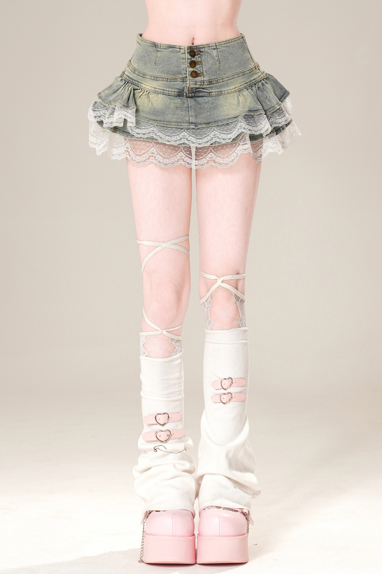 レースデニムラインスカート