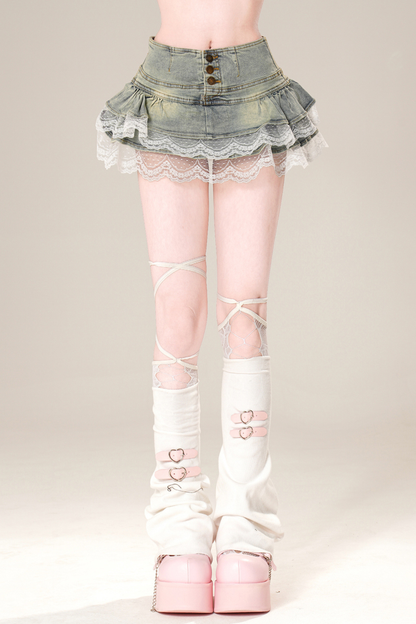 レースデニムラインスカート