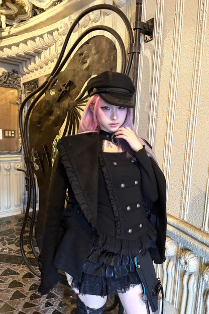 ホルターネックダブルブレストトップス