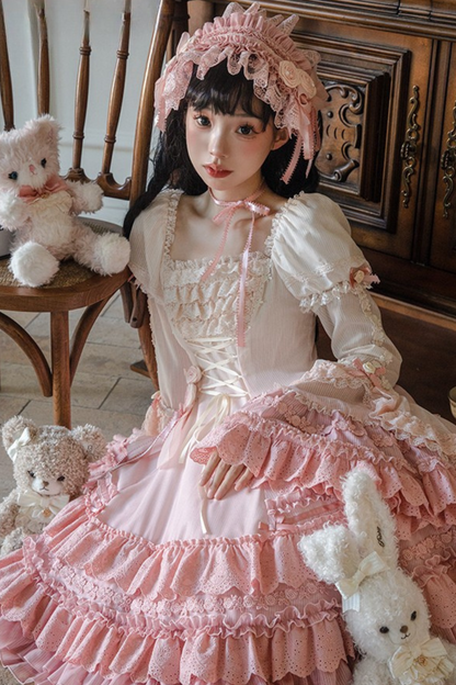 [Reservation Product] Frilled Gradient Princess Lolita Dress Set