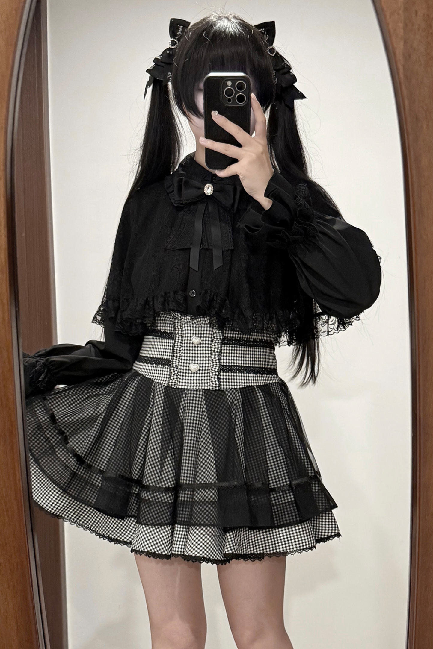 レースケープツーピーススカート+レースシャツ