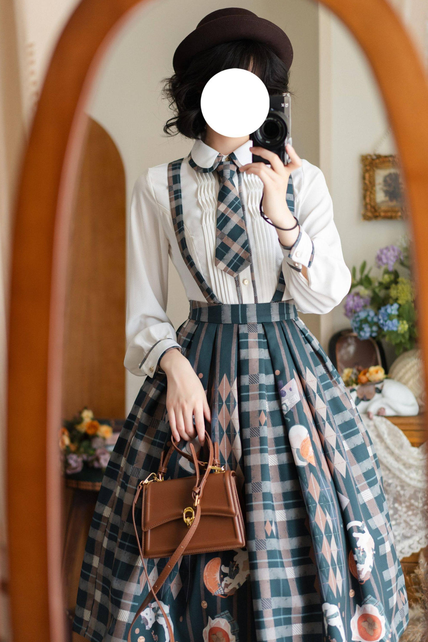 Retro Classic Forest Academy Shirt + Vest + Check Skirt