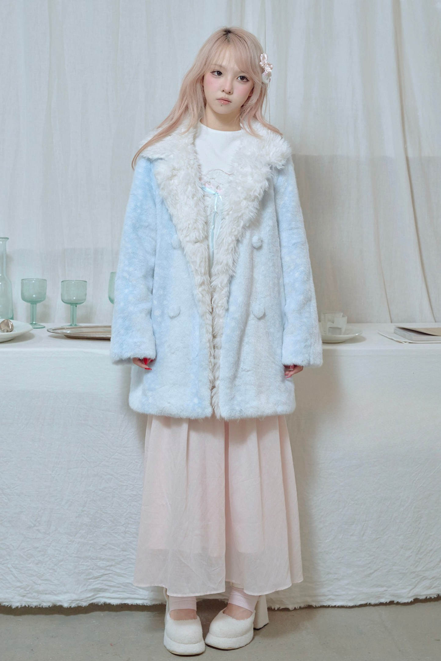Gradient Rabbit Fur Coat