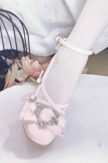 ラブバックルクリスタルヒールシューズ