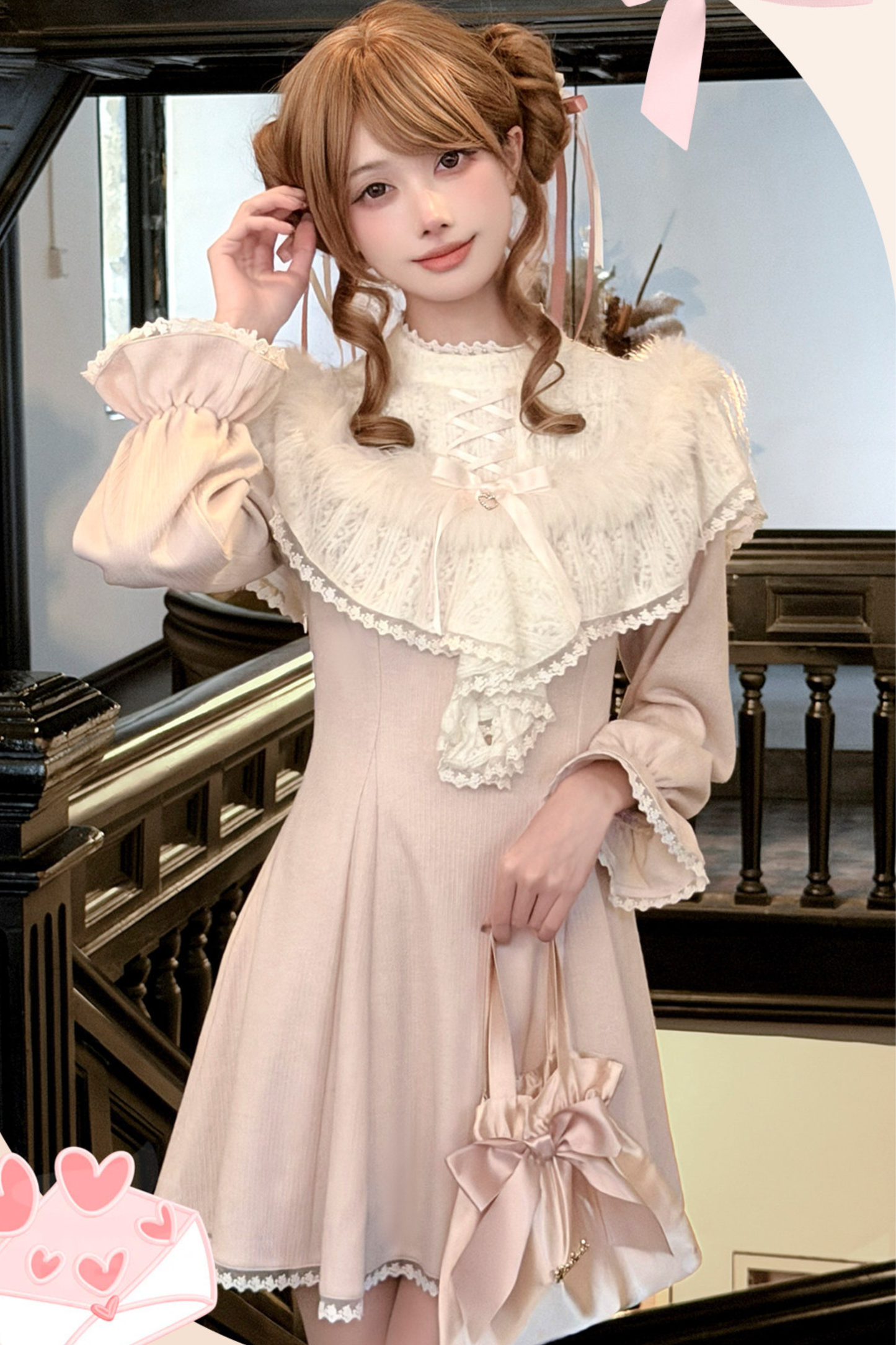 スウィートオフショルダーガーリードレス