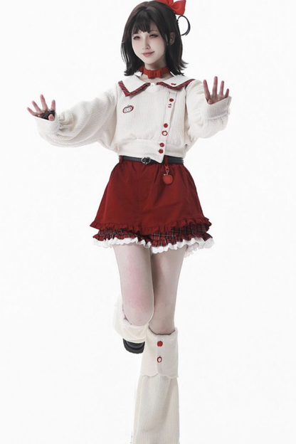 Fruit milk hooded jacket + top + pants + leg warmers