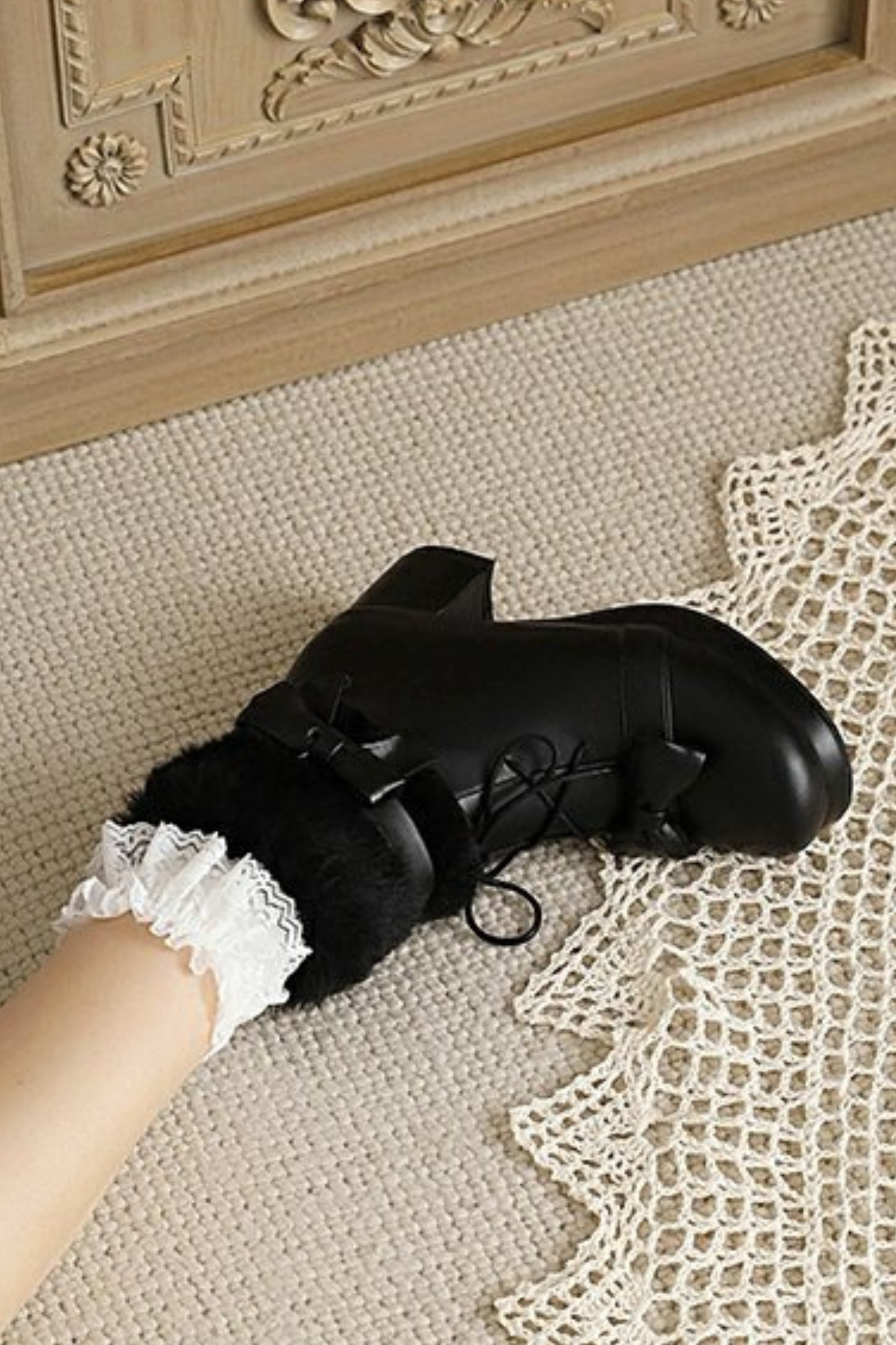 リボンファーロリータブーツ