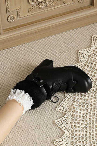 リボンファーロリータブーツ