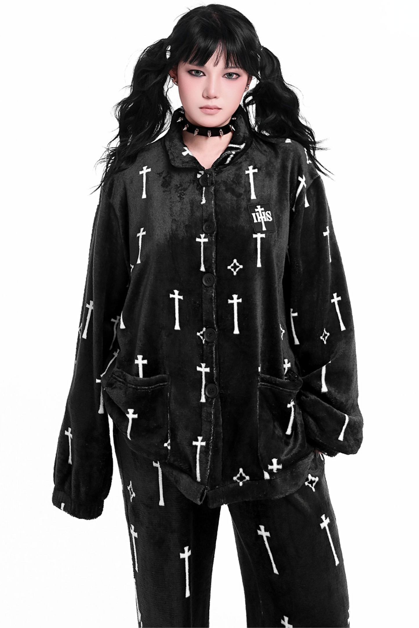 ゴシッククロスフランネルナイトガウンコート+ルーズパンツ+ジャケット