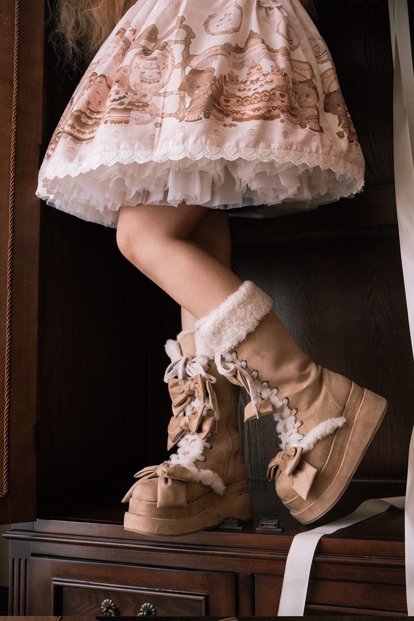 リボンロリータスノーブーツ