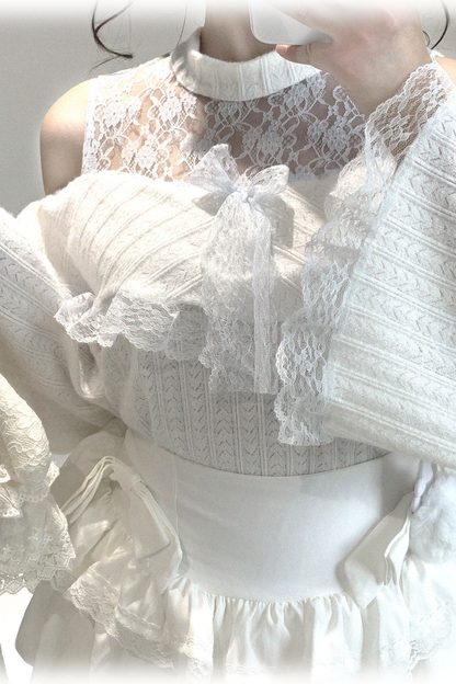 오프숄더 레이스업 레이스 원피스