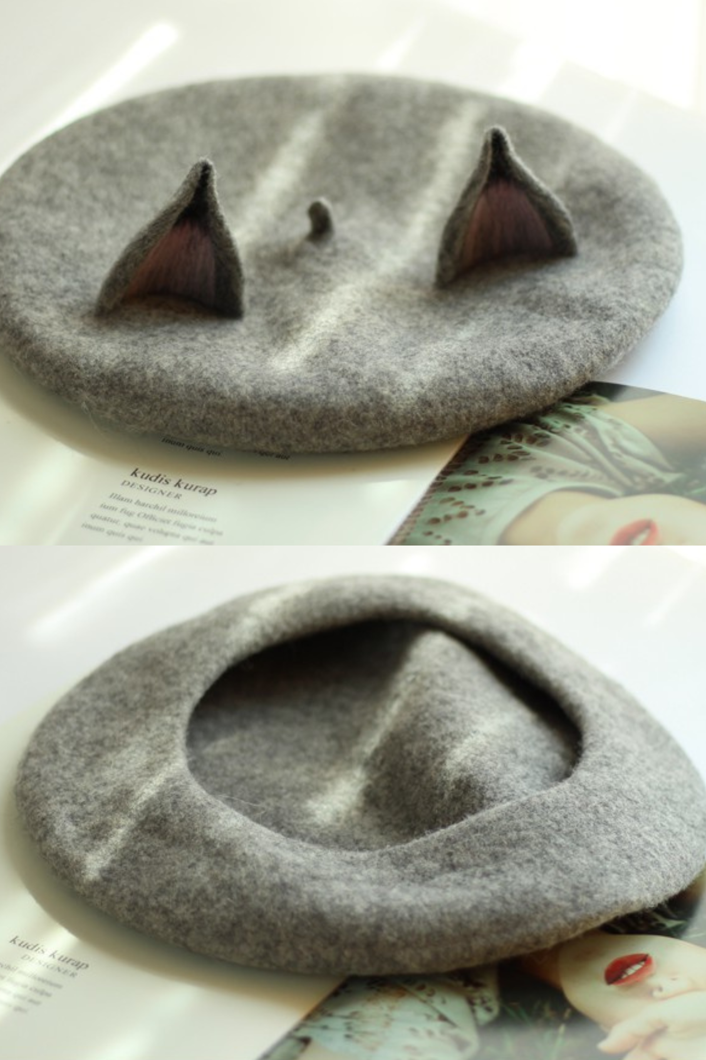 ウールフェルトキツネベレー帽