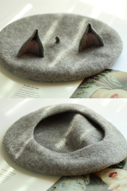 ウールフェルトキツネベレー帽