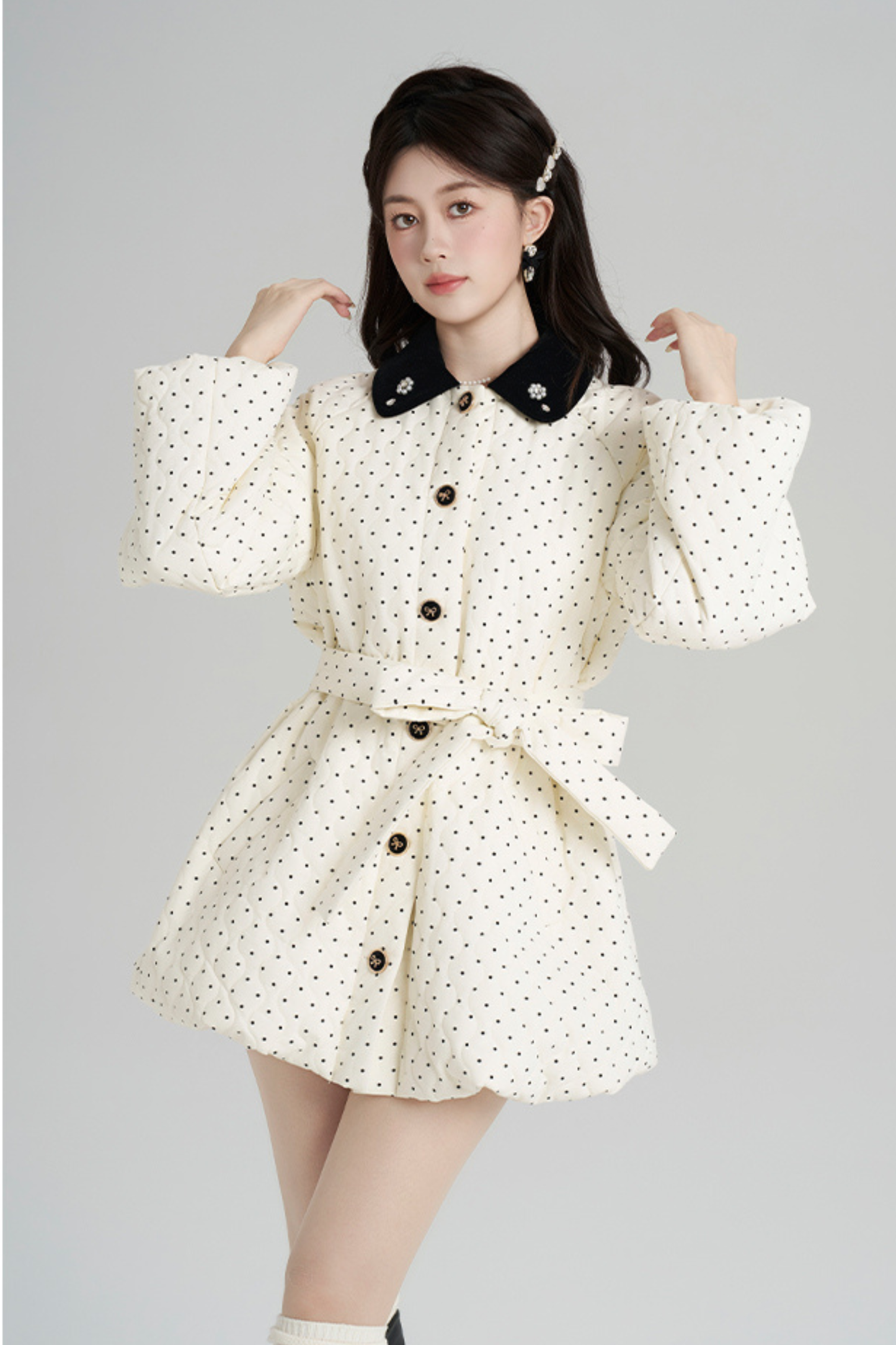 スイートポルカドットフレンチコート