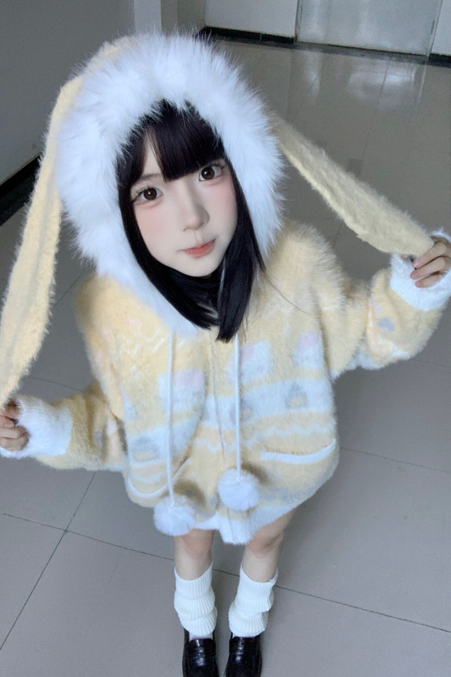 ラビットフードニットカーディガン