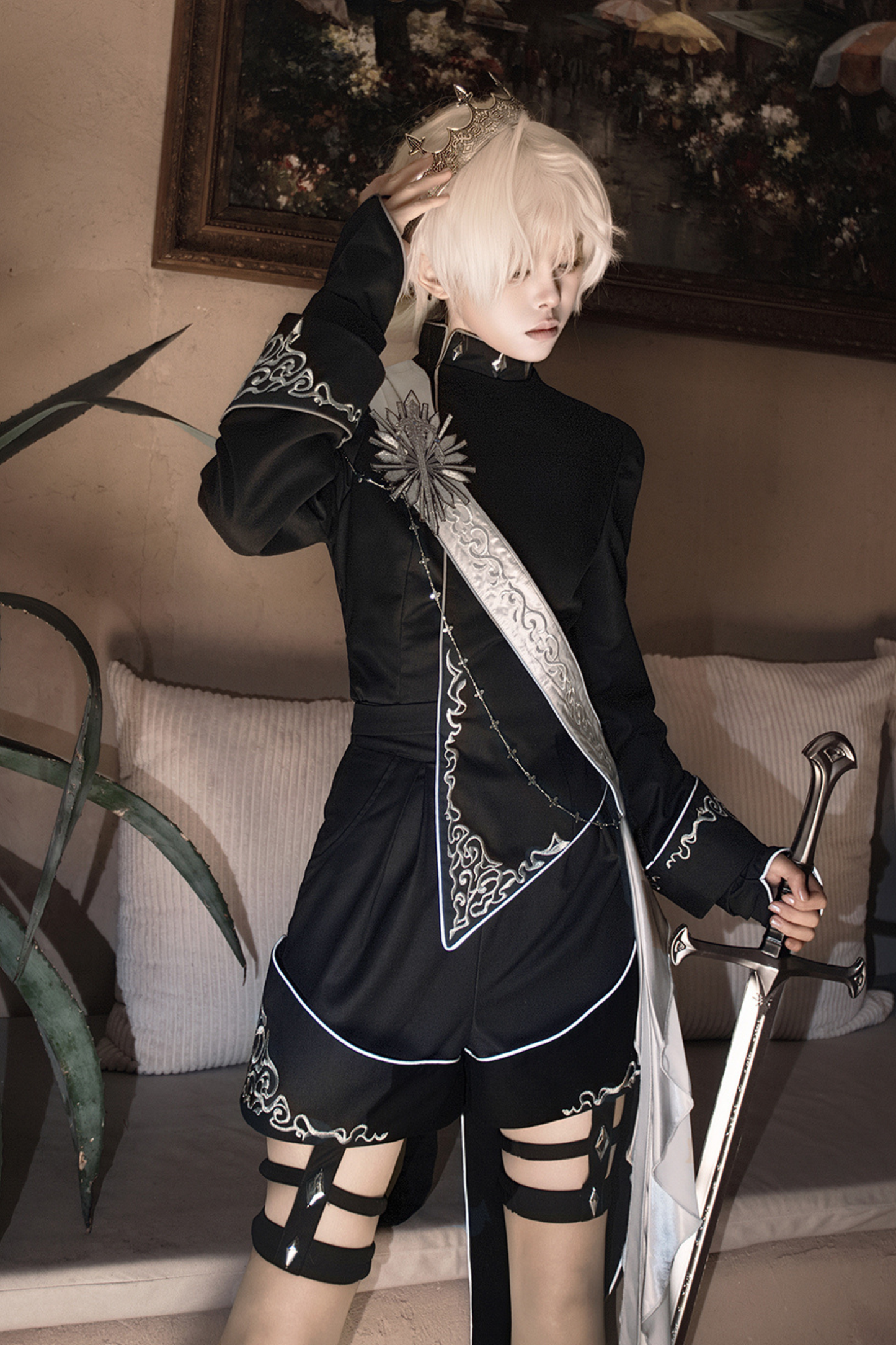 ネバーアイランドモード皇子トップス+ショートパンツ+リボン